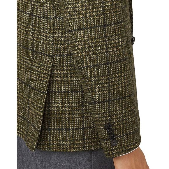 Officine Generale Mens Regular Fit Wool Plaid Sport Coat 36R Olive/Blue IT 46 - Picture 4 of 5